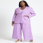 Oversized Strong Shoulder Linen Blazer image number null