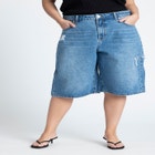 Destructed Denim Bermuda Short image number null