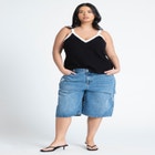 Destructed Denim Bermuda Short image number null