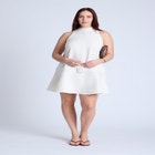 Mock Neck Belted Mini Dress image number null