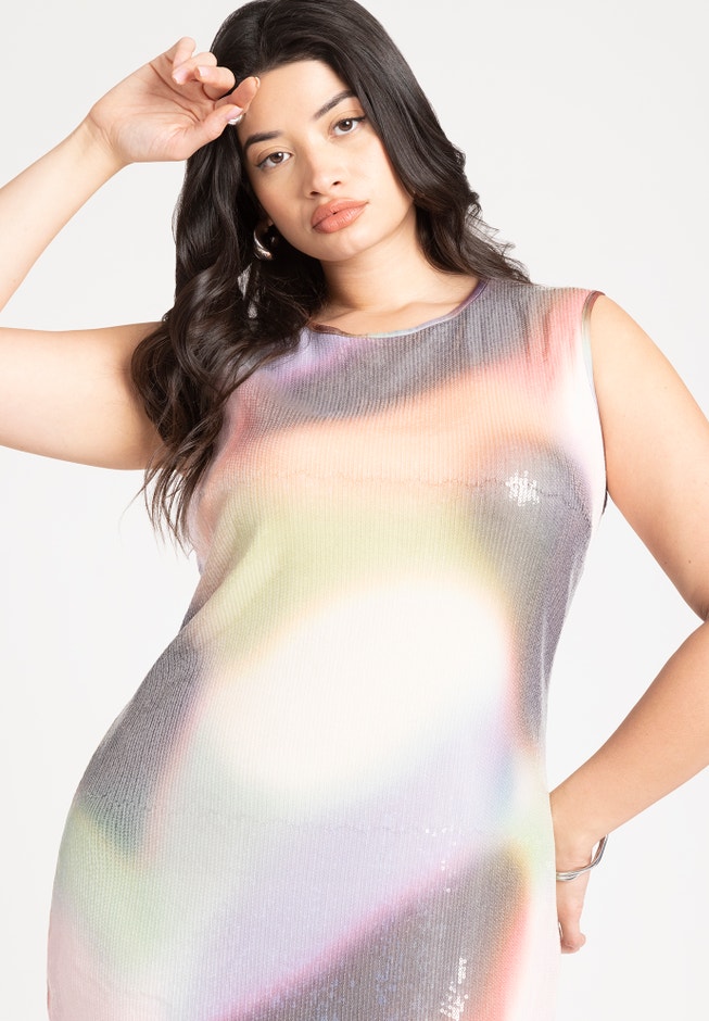 Sequin Mesh Cover-Up Dress image number null