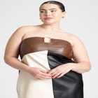 Leather Colorblocked Dress image number null