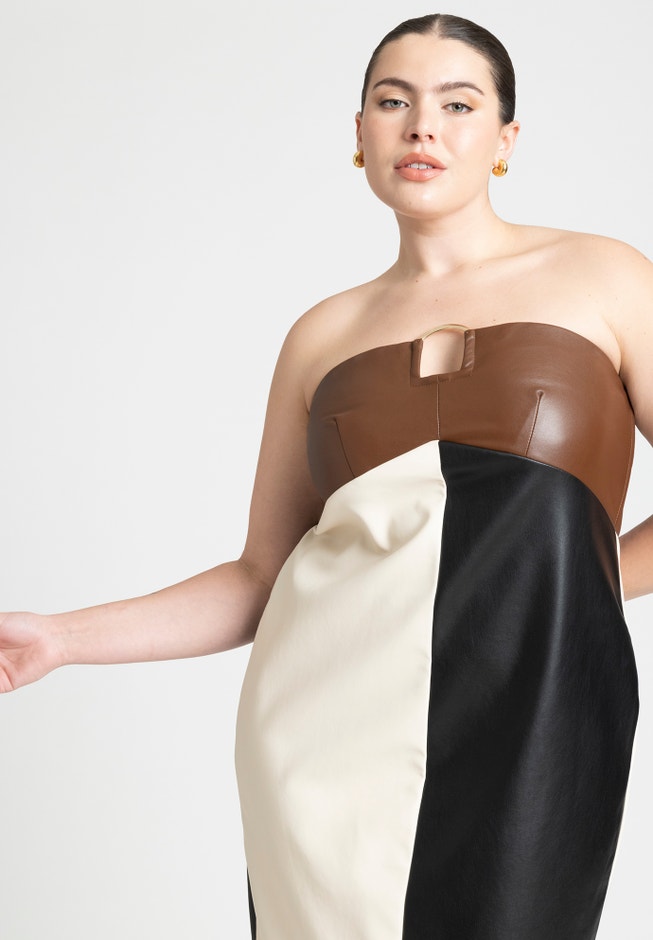 Leather Colorblocked Dress image number 3