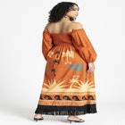 Printed Puff Sleeve Fringe Maxi image number null