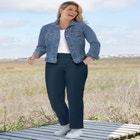 Flex-Fit Pull-On Straight-Leg Gap-Free Stretch Denim Jeans image number null