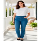 Flex-Fit Pull-On Straight-Leg Gap-Free Stretch Denim Jeans image number null