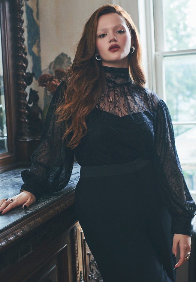 Lace Mock Neck Top image number 0