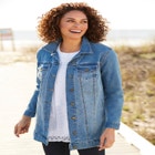 Long Stretch Denim Jean Jacket image number null