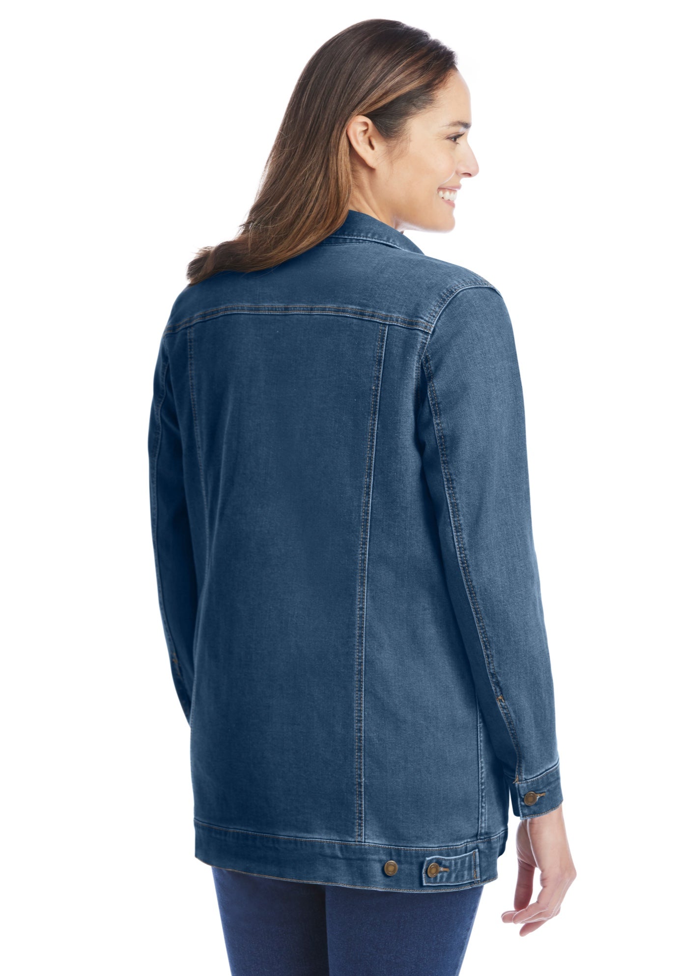 Long Stretch Denim Jean Jacket image number 1