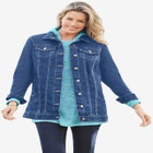 Long Stretch Denim Jean Jacket image number null