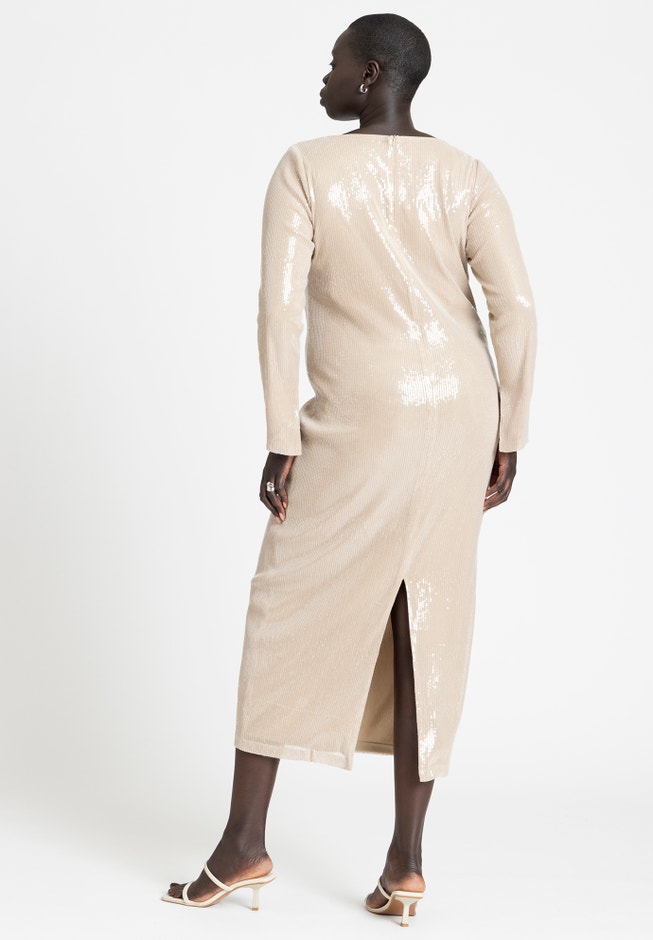 V Neck Sequin Dress image number 2