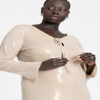 V Neck Sequin Dress image number null