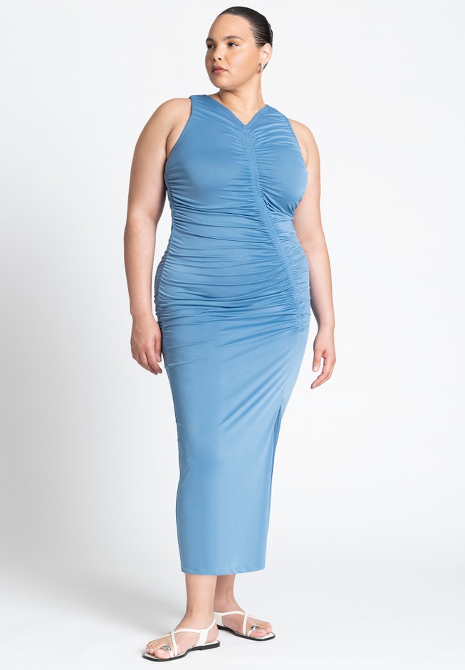 Ruched Dress W Slit image number 0