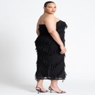 Ruffle Mesh Dress With Slit image number null