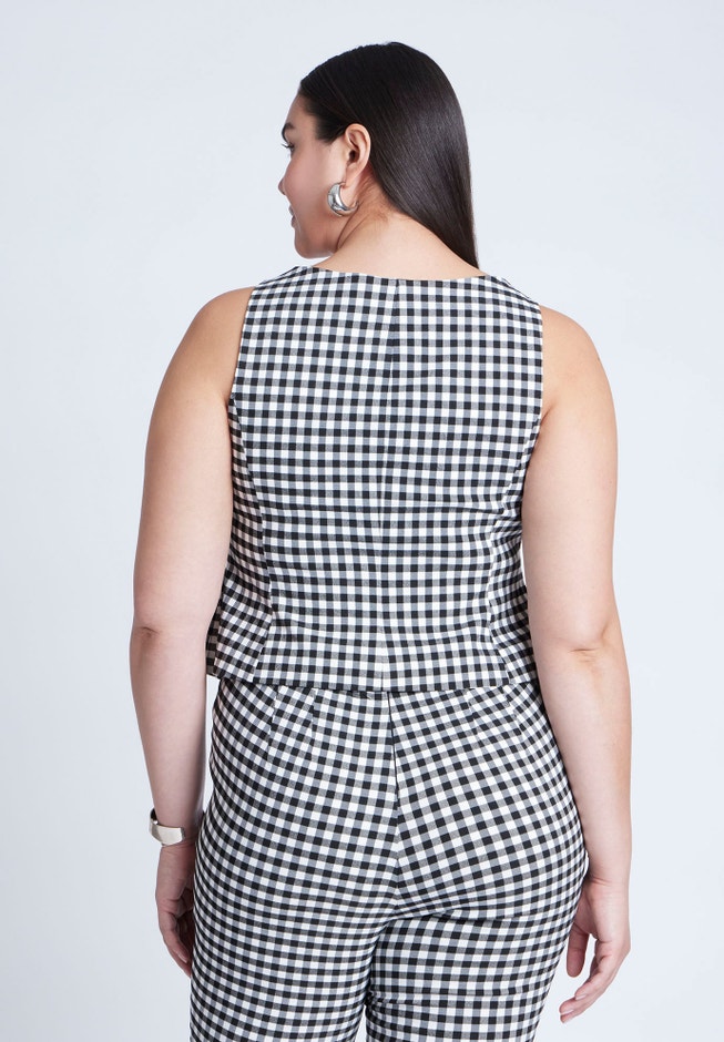 Gingham Square Neck Vest image number null
