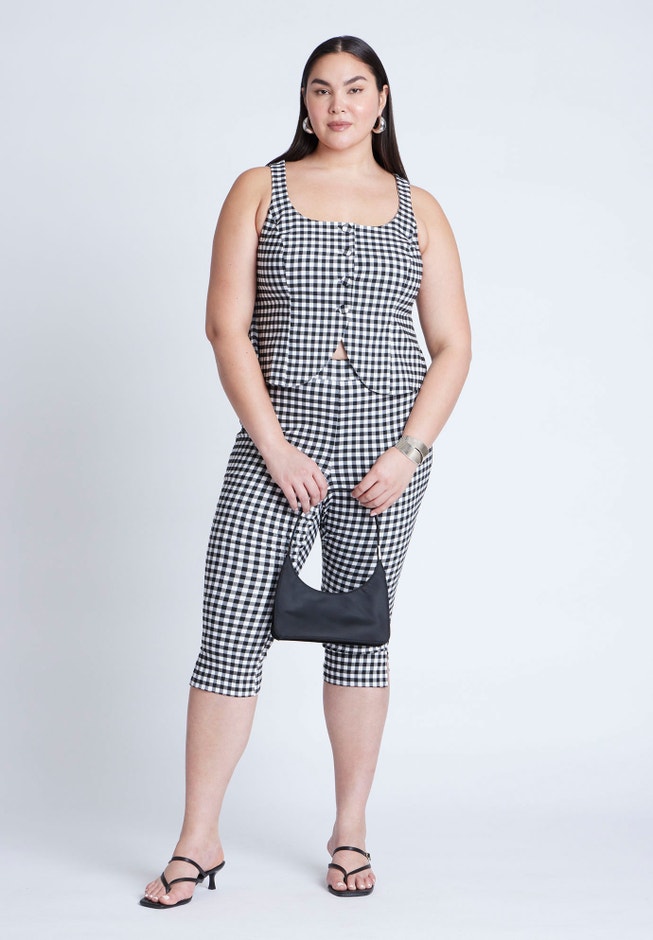 Gingham Square Neck Vest image number null