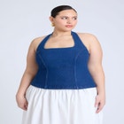  Comfort Stretch Denim Halter Top  image number null