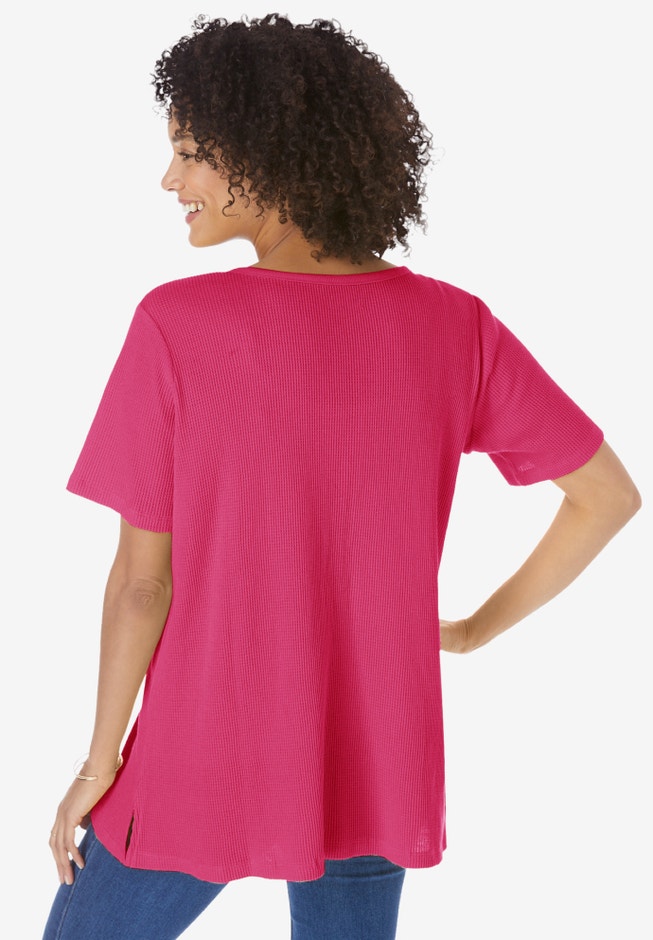 Split-Neck Henley Thermal Tee image number 1