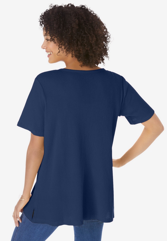 Split-Neck Henley Thermal Tee image number 1