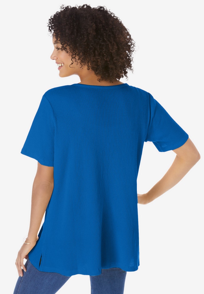 Split-Neck Henley Thermal Tee image number 1