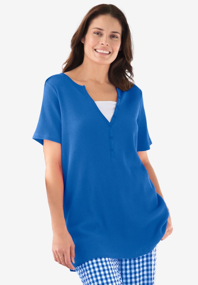 Split-Neck Henley Thermal Tee image number 0