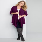 Plus Size Lightweight Handkerchief Hem Cardigan Sweater image number null