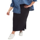 Cotton Spandex Pull On A Line Maxi Skirt image number null