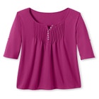 7-Day Three-Quarter Sleeve Pintucked Henley Tunic image number null