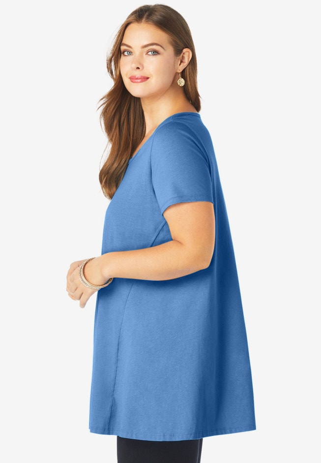 Plus Size Cotton Ultimate Scoopneck Swing Tunic image number 3