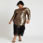 Animal Pattern Sequin Dress image number null