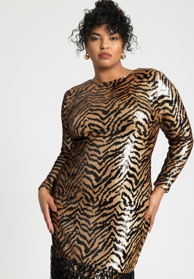Animal Pattern Sequin Dress image number 3