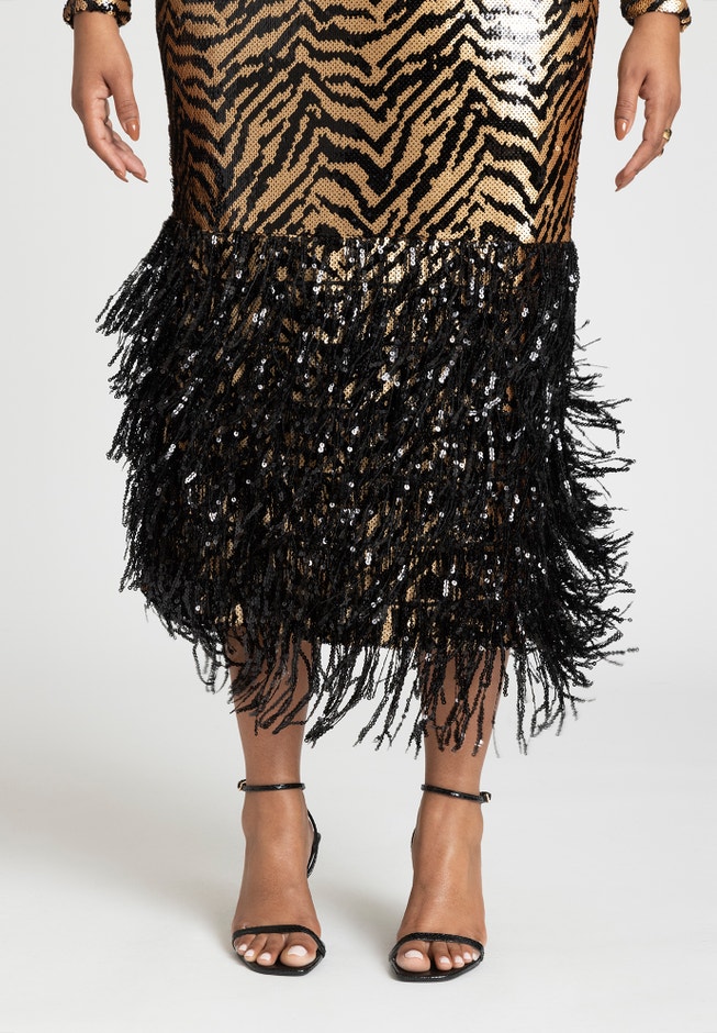 Animal Pattern Sequin Dress image number 4