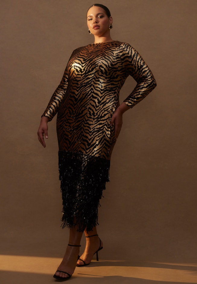 Animal Pattern Sequin Dress image number 0