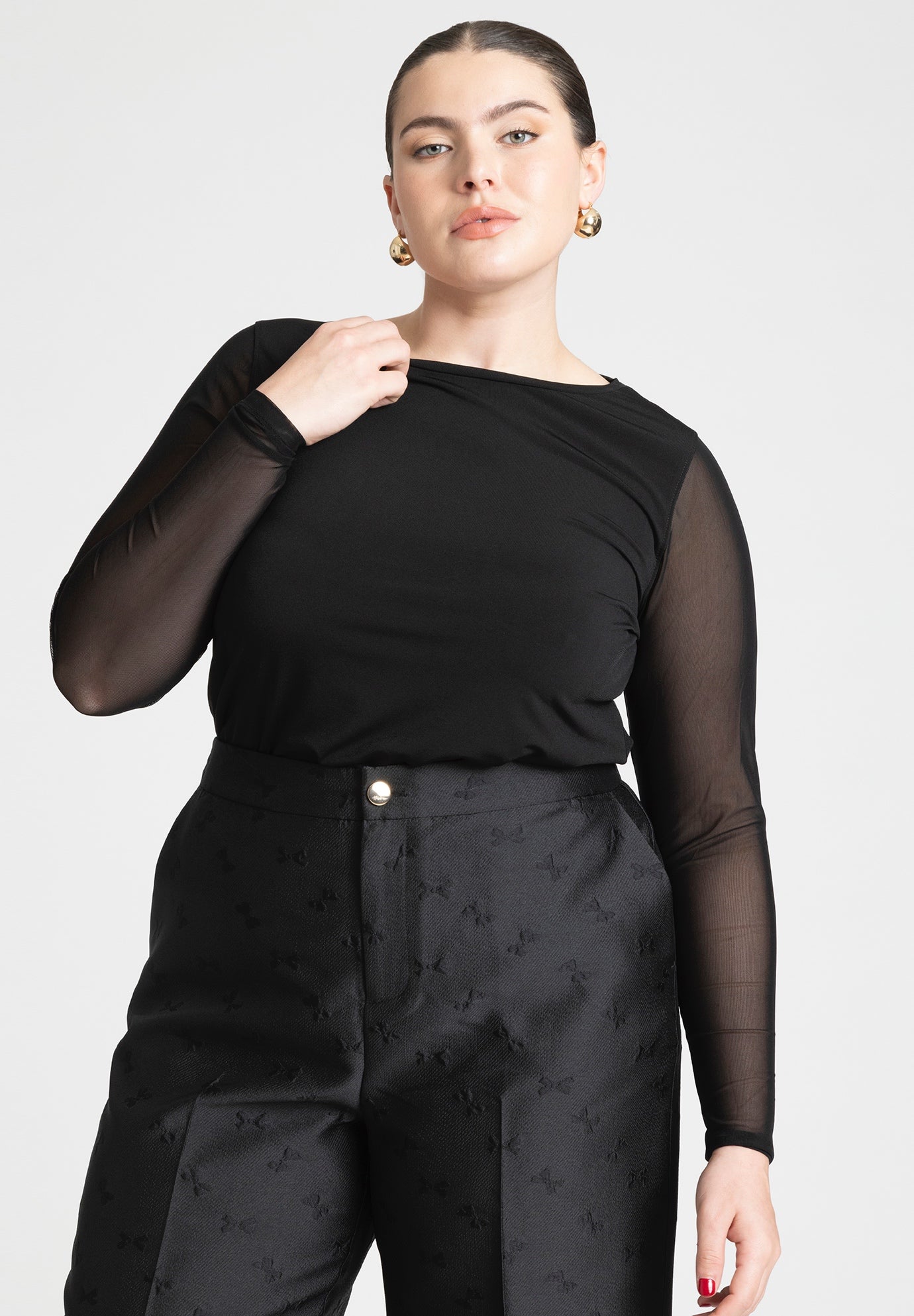 Sheer Sleeve Tee image number 0