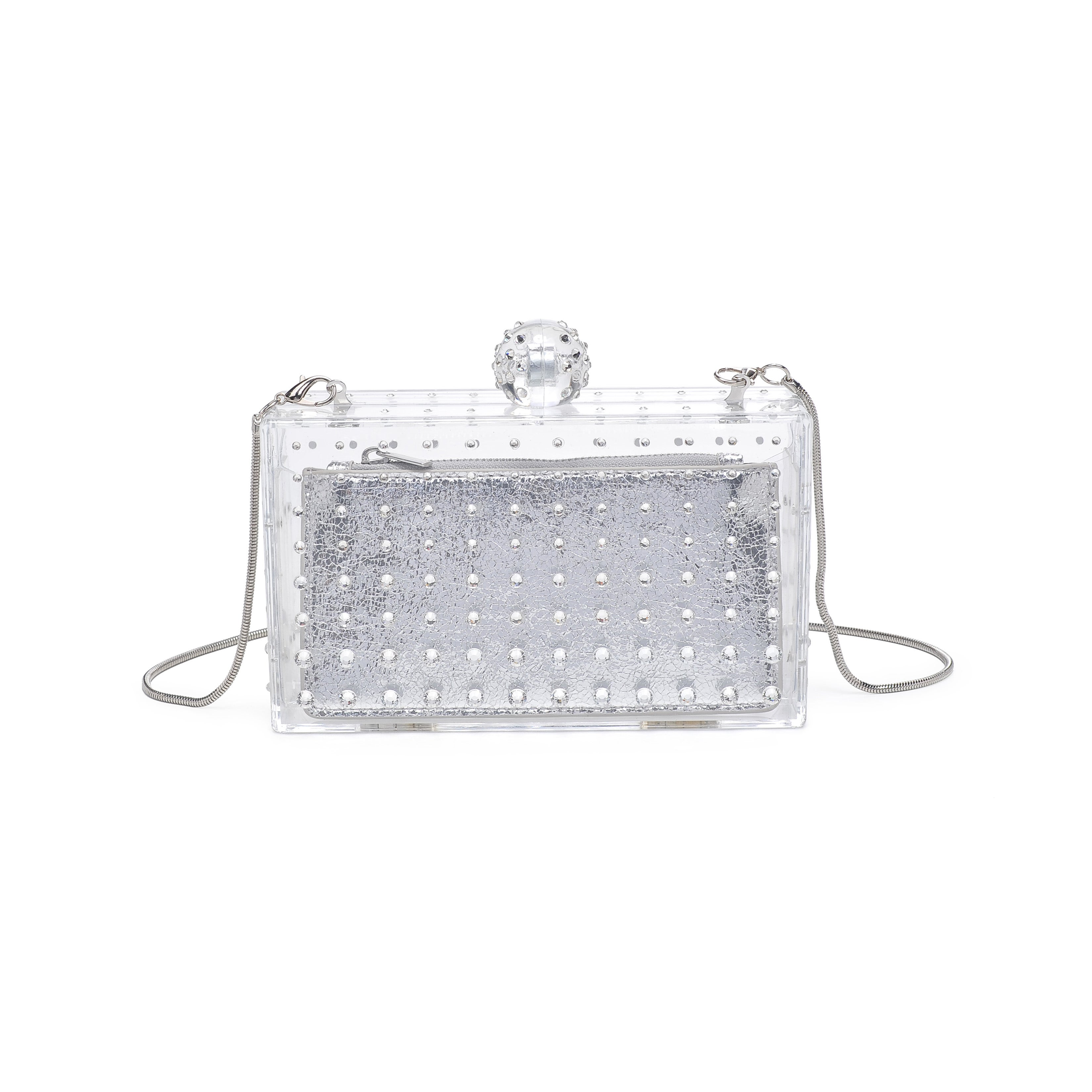 Clear Minaudiere With Sparkle Detail image number 0