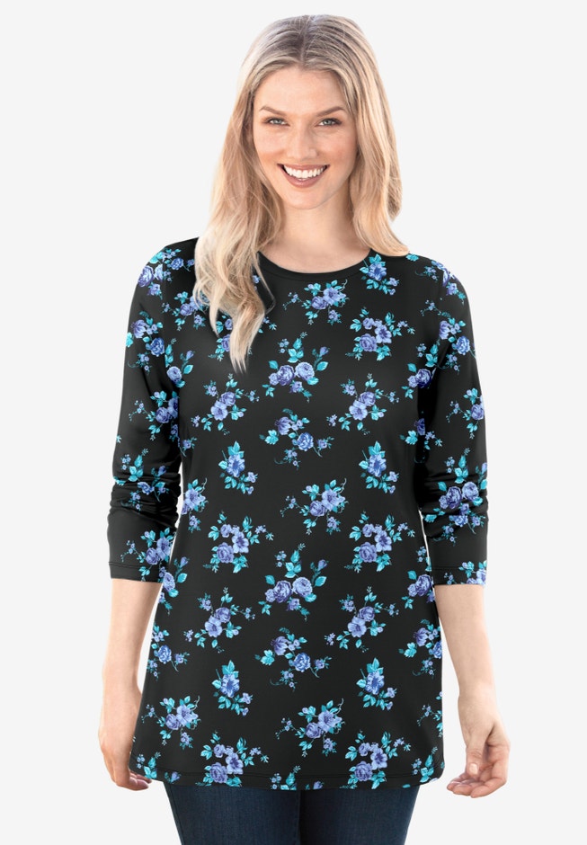 Perfect Printed Long-Sleeve Crewneck Tee image number 0