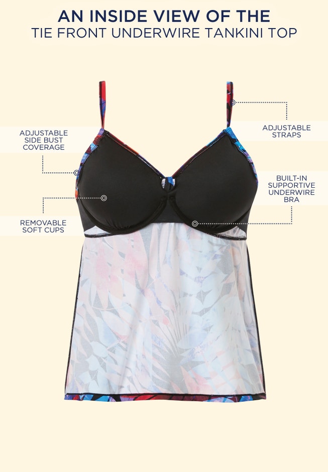Tie Front Underwire Tankini Top image number 3