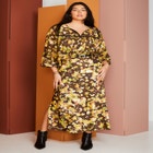 Satin Side-Slit Midi Skirt image number null