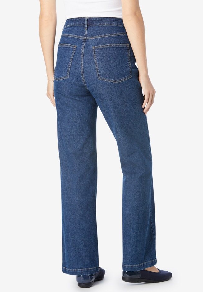 Stretch Denim Wide-Leg Five-Pocket Jeans image number 1