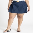 Pleat Front Denim Mini Skort image number null