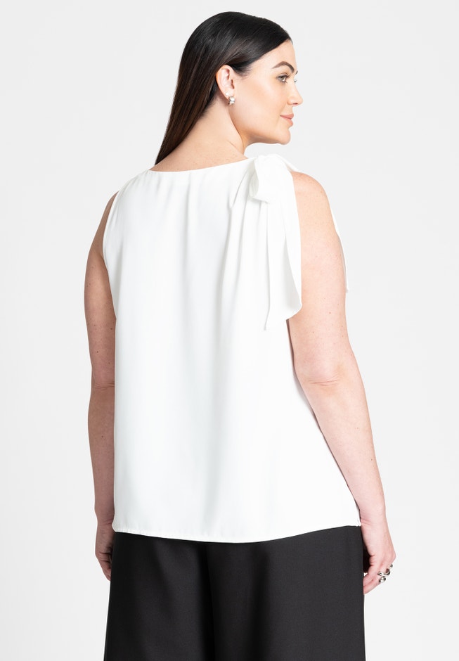 Shoulder Tie Boat Neck Top image number null