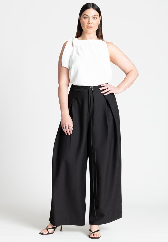 Shoulder Tie Boat Neck Top image number null