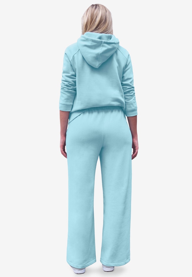 Wide Leg Fleece Sweatpant With Drawstring Waist image number 1