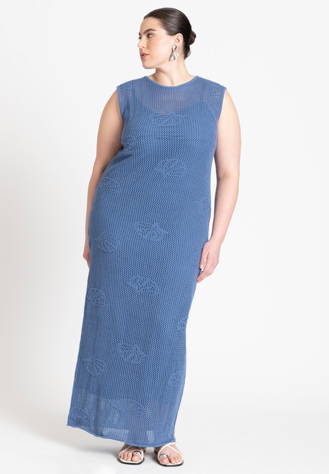 Shell Crochet Sweater Dress image number 1