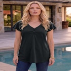 Plus Size Cotton Ultimate Flutter Sleeve Sweetheart Tee image number null