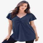 Plus Size Cotton Ultimate Flutter Sleeve Sweetheart Tee image number null