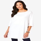 Plus Size Cotton Ultimate Boatneck Tunic with Side Slits image number null