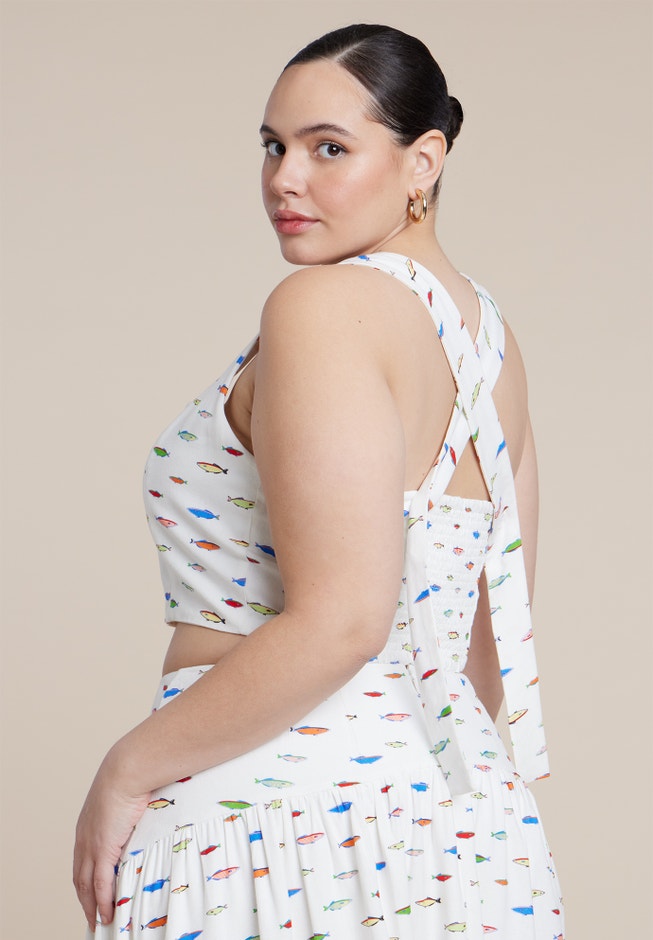  Printed Linen Crop Top image number 1