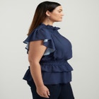 Mockneck Ruffle Blouse image number null