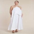 Embroidered Eyelet Halter Maxi Dress image number null